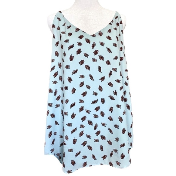 Loft Women’s Tank Top Blue with Red Floral, Spaghetti Strap Size Large - Picture 1 of 10